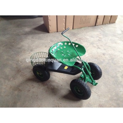 garden rolling work seat with turnbar